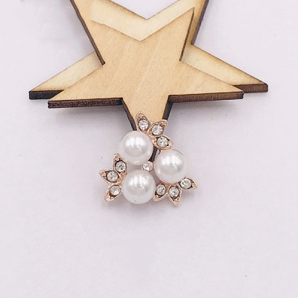 

PandaHall Alloy Decorate, with ABS Beads & Rhinestone, Garment Accessories, Cadmium Free & Lead Free, Flower, Light Gold, White, 20x20mm...