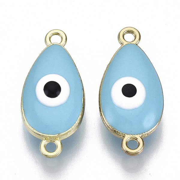 

PandaHall Alloy Enamel Links Connectors, teardrop, with Evil Eye, Cadmium Free & Lead Free, Light Gold, Sky Blue, 24x11x6~7mm, Hole: 1.6mm...