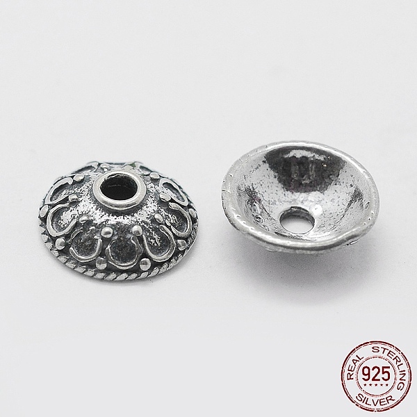 

PandaHall Thailand 925 Sterling Silver Bead Caps, Apetalous, Antique Silver, 9x3mm, Hole: 1mm Sterling Silver