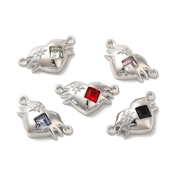 

PandaHall Alloy Connector Charms, Heart Links with Glass, Lead Free & Cadmium Free, Platinum, Mixed Color, 12x22x5mm, Hole: 1.4mm..., Multicolor