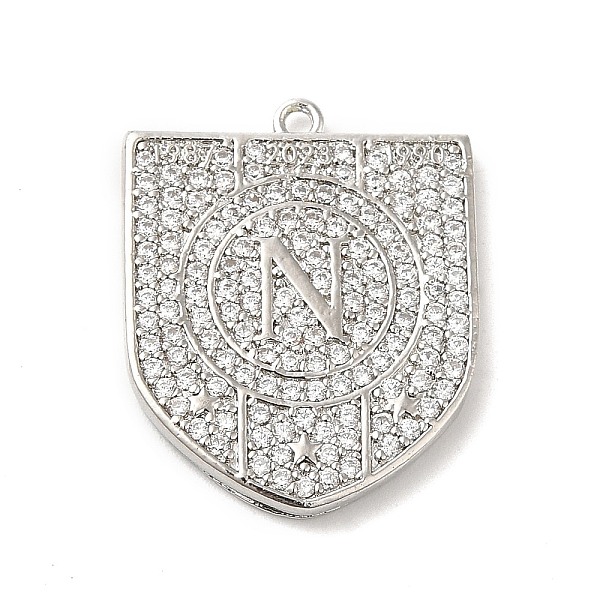 

PandaHall Brass Micro Pave Cubic Zirconia Pendants, Lead Free & Cadmium Free, Long-Lasting Plated, Letter N, Platinum, 23.5x19x2mm, Hole..., Clear