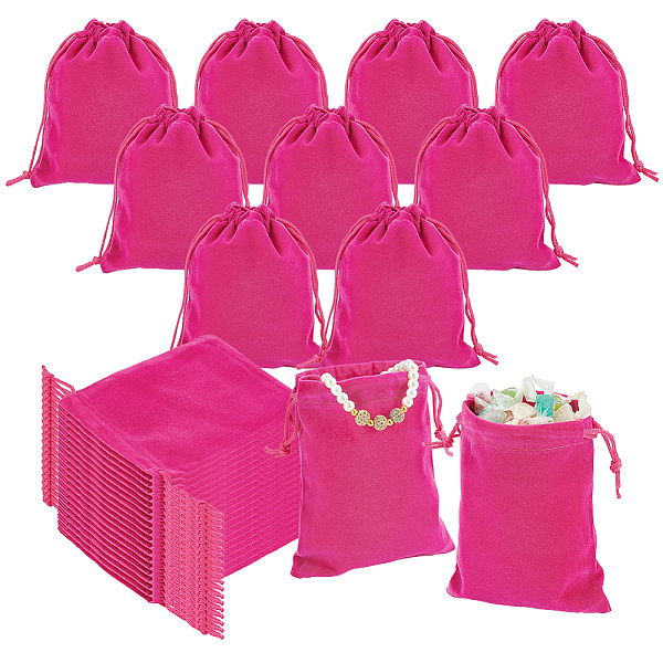 

PandaHall 30Pcs Rectangle Velvet Drawstring Pouches, Candy Gift Bags Christmas Party Wedding Favors Bags, Camellia, 12x10cm Velvet..., Pink