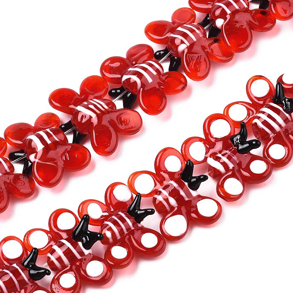 

PandaHall Handmade Lampwork Beads Strands, Butterfly, Red, 17~20x23.5~26.5x7.5~8.5mm, Hole: 1mm, about 35pcs/strand. Lampwork Butterfly Red