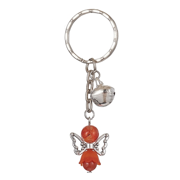 

PandaHall Angel Natural Gemstone Kcychain, with Acrylic Pendant and Iron Findings, Orange Red, 7.6cm Malaysia Jade Angel & Fairy