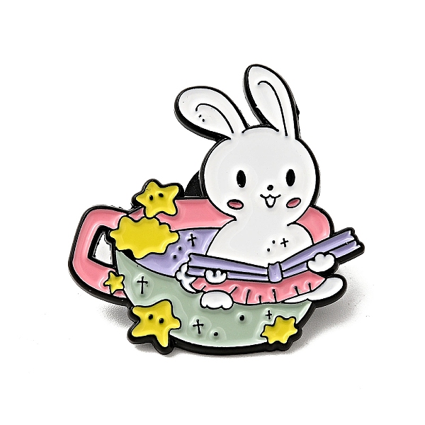 

PandaHall Cartoon Rabbit Enamel Pin, Electrophoresis Black Alloy Brooch for Backpack Clothes, Colorful, Cup Pattern, 30.5x30.5x1.2mm..., White