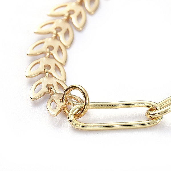 

PandaHall Brass Paperclip Chain/Cobs Chain Necklaces, with 304 Stainless Steel Toggle Clasps, Leaf, Golden, 17 inch(43.3cm) Brass