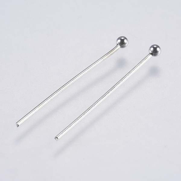 

PandaHall 304 Stainless Steel Ball Head Pins, Stainless Steel Color, 25~25.5x0.6~0.7mm, 23~21 Gauge, Head: 2mm 304 Stainless Steel