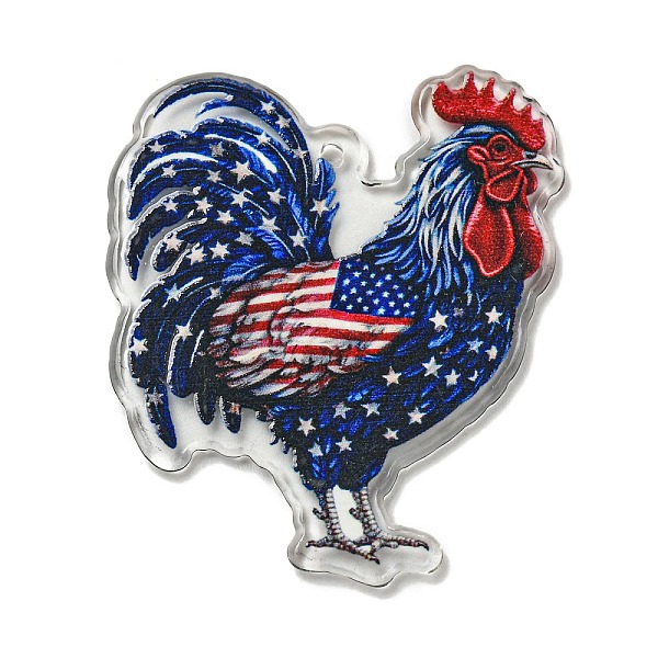 

PandaHall Independence Day Acrylic Pendants, Rooster, 46.5x38.5x2.5mm, Hole: 2mm Acrylic Rooster