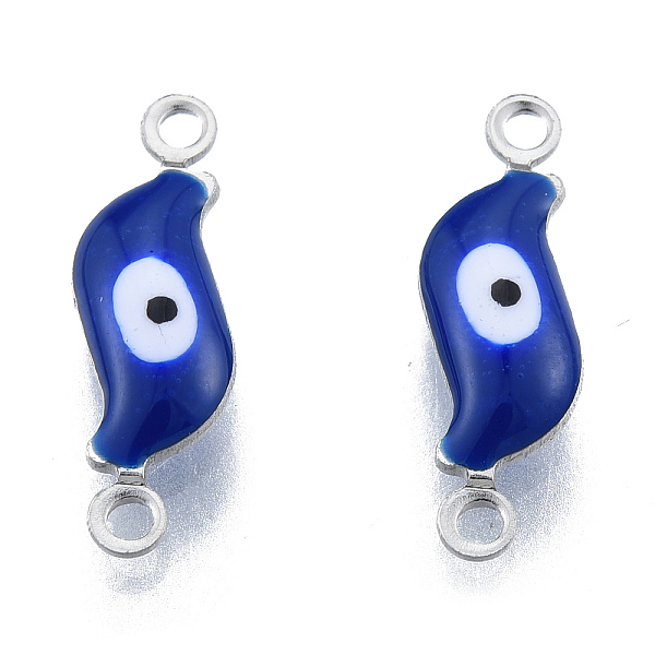 

PandaHall 304 Stainless Steel Enamel Connector Charms, Stainless Steel Color, Leaf with Evil Eye, Dark Blue, 16x5x3mm, Hole: 1.2mm 304...