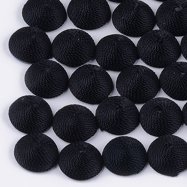 

PandaHall Polyester Thread Fabric Cabochons, Covered with ABS Plastic, Half Round/Dome, Black, 12x6mm Polyester Half Round Black
