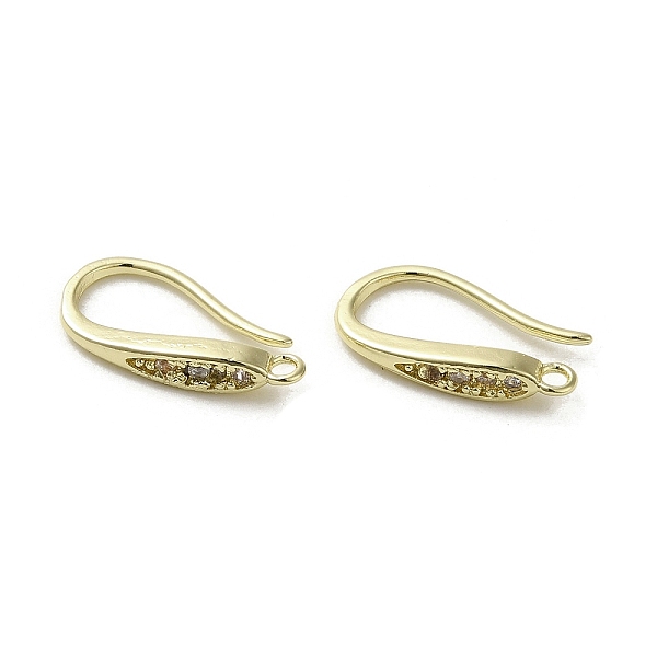 

PandaHall Brass Micro Pave Cubic Zirconia Earring Hooks, Long-Lasting Plated, Leaf, 15x3mm, Hole: 1.2mm, Pin: 1mm Brass+Cubic Zirconia Leaf
