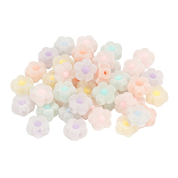 

PandaHall 30Pcs Flocky Acrylic Beads, Bead in Bead, Flower, Mixed Color, 12x13x6mm, Hole: 2.8mm Acrylic Flower Multicolor
