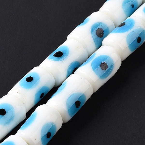 

PandaHall Handmade Evil Eye Lampwork Beads Strands, Column, White, 15x10mm, Hole: 2mm, about 25pcs/strand, 14.76 inch(37.5cm) Lampwork...