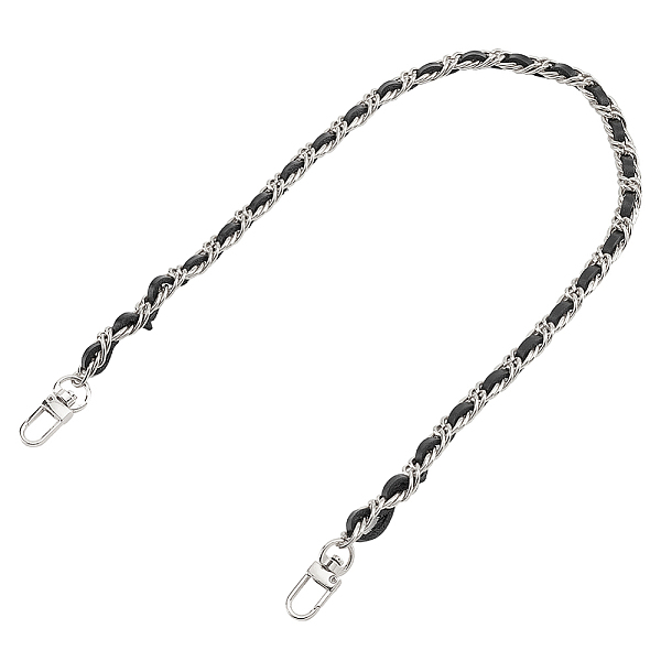 

PandaHall Cowhide Leather Purse Iron Chain Straps, with Zinc Alloy Swivel Clasps, for Shoulder Crossbody Handbag Replacement, Platinum...