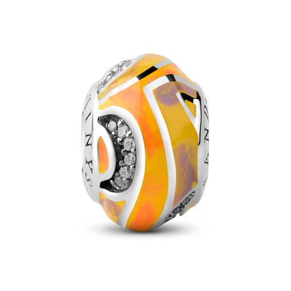 

PandaHall TINYSAND Rhodium Plated 925 Sterling Silver European Beads, Large Hole Beads, with Cubic Zirconia and Enamel, Rondelle with...
