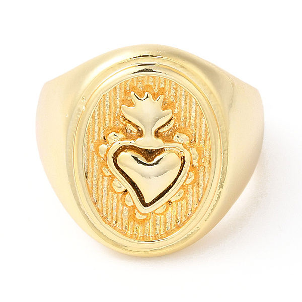 

PandaHall Rack Plating Brass Oval with Heart Open Cuff Rings, Lead Free & Cadmium Free, Real 18K Gold Plated, Inner Diameter: 18mm Brass