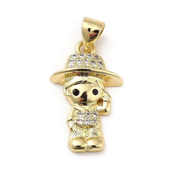 

PandaHall Brass Micro Pave Cubic Zirconia Pendants, Long-Lasting Plated, Real 18K Gold Plated, Boy, Clear, 20x12x4mm, Hole: 3.5x4mm...