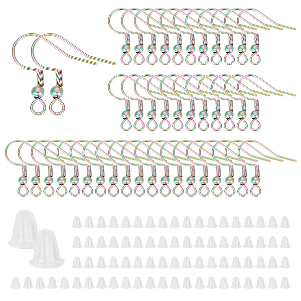 

PandaHall SUNNYCLUE 80Pcs Vacuum Plating 201 Stainless Steel Earring Hooks, French Hooks with Coil and Ball, with 80Pcs Plastic Ear Nuts...