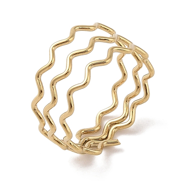 

PandaHall 304 Stainless Steel Wave Finger Rings for Women, Real 18K Gold Plated, 10mm, Inner Diameter: 17mm 304 Stainless Steel