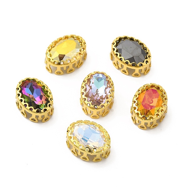

PandaHall Oval Shaped Sew on Rhinestone, Glass Rhinestone, Garments Accessories, Multi-Strand Links, with Golden Tone Brass Findings, Mixed..., Multicolor