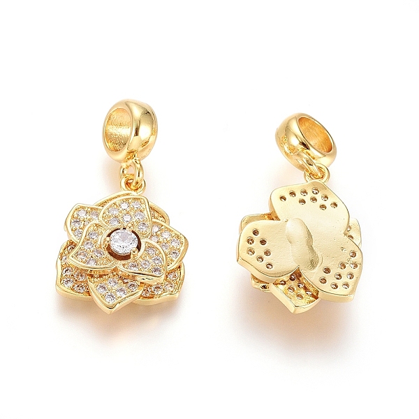 

PandaHall Brass Micro Pave Clear Cubic Zirconia European Dangle Charms, Large Hole Pendants, Flower, Golden, 26mm, Hole: 5mm, Flower...