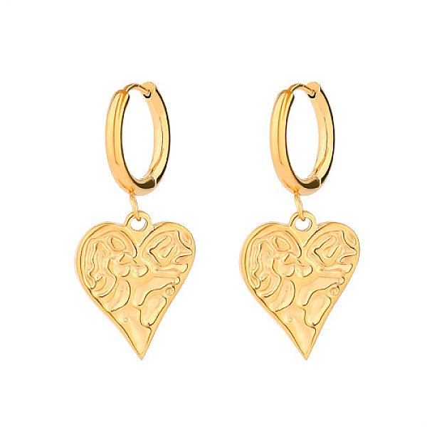 

PandaHall 304 Stainless Steel Dangle Hoop Earrings, Heart, Golden, 38x17mm 304 Stainless Steel Heart