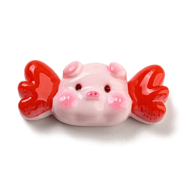 

PandaHall Pig Theme Opaque Resin Cabochons, Funny Pig with Wing, Pink, 13.5x31x9mm Resin Pig Pink