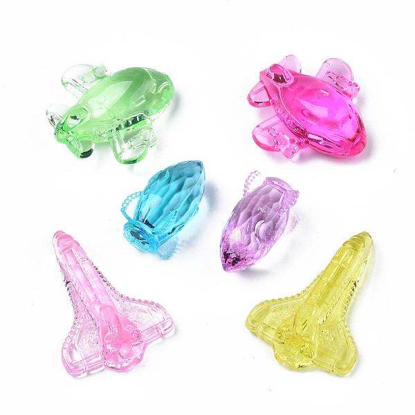 

PandaHall Transparent Acrylic Beads, No Hole/Undrilled, Aircraft Series, Mixed Color, 26~39x17.5~31.5x13~18mm, about 150pcs/500g Acrylic..., Multicolor