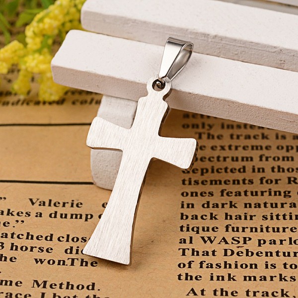 

PandaHall 304 Stainless Steel Pendants, Latin Cross, Stainless Steel Color, 27.5x16x3mm, Hole: 3.5mm 304 Stainless Steel Cross