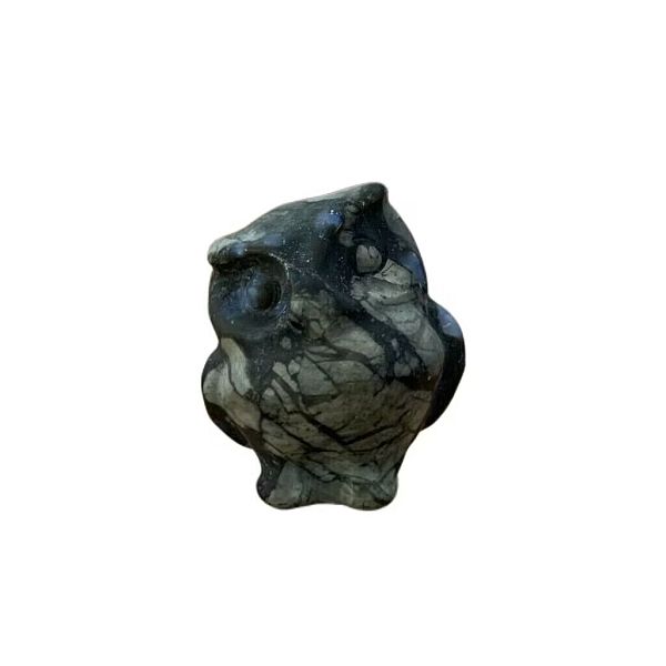 

PandaHall Natural Labradorite Carved Healing Owl Figurines, Matte Style, Reiki Energy Stone Display Decorations, 35x30mm Labradorite Owl