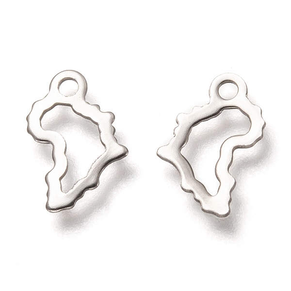 

PandaHall 201 Stainless Steel Charms, Hollow, Map, Stainless Steel Color, 12.5x9x0.5mm, Hole: 1.5mm 201 Stainless Steel Others
