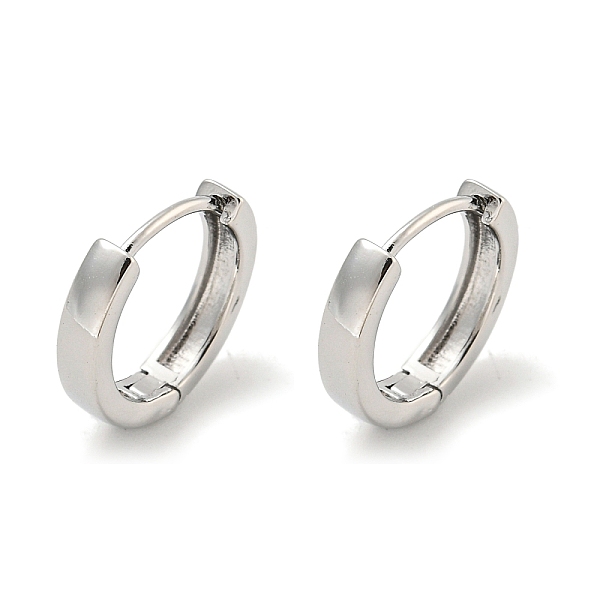

PandaHall Brass Hoop Earrings, Round, Platinum, 14.5x3mm Brass Round