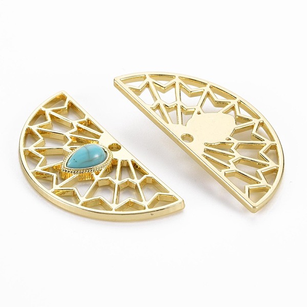 

PandaHall Rack Plating Alloy Pendants, with Resin, Cadmium Free & Lead Free, Fan, Sky Blue, 19x40x4.5mm, Hole: 1.8mm Alloy Fan
