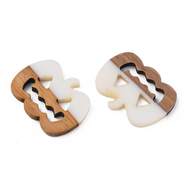 

PandaHall Resin & Walnut Wood Filigree Joiners, Pumpkin Jack-O'-Lantern, for Halloween, White, 22x29.5x3mm Resin Pumpkin White