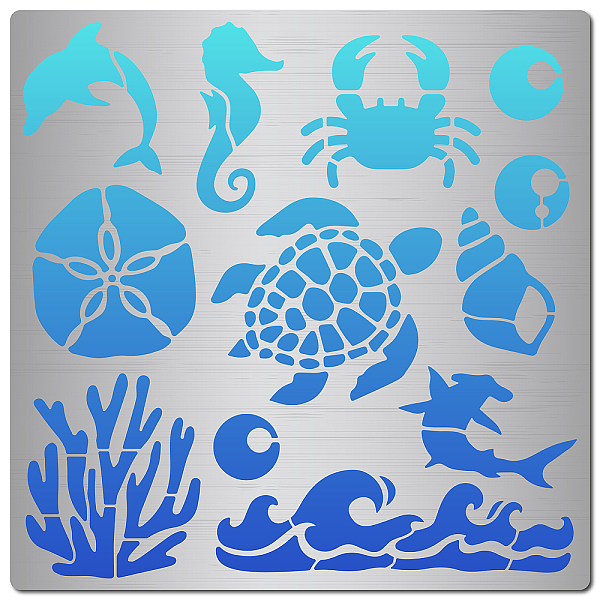 

PandaHall GORGECRAFT 6.3 Inch Ocean Creature Metal Stencil Dolphin Wood Burning Stencil Reusable Sea Animals Journal Stencils Turtle...