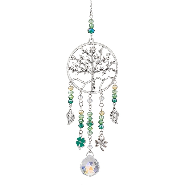 

PandaHall Alloy Tree of Life Pendant Decoration, Glass Round Tassel for Home Garden Outdoor Hanging Ornaments, Antique Silver, 298mm Glass...