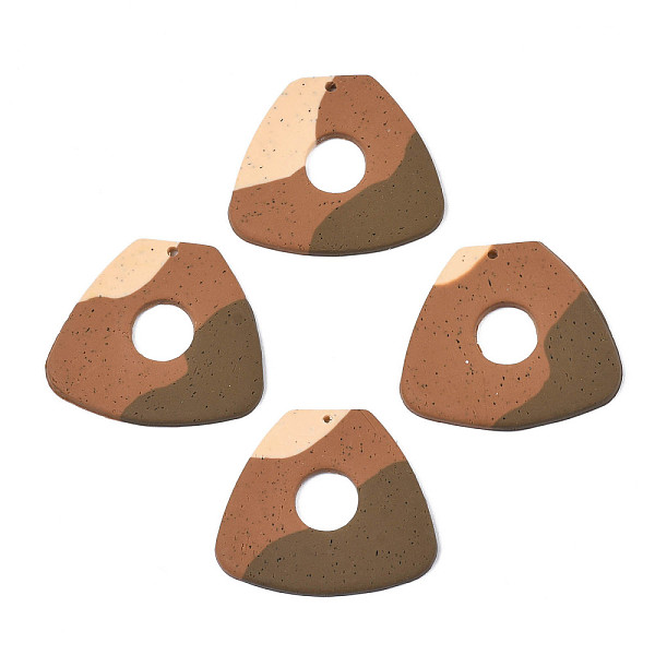 

PandaHall Handmade Polymer Clay Pendants, Triangle, Coffee, 30~30.5x34~35x2~3mm, Hole: 1.6mm Polymer Clay Triangle Brown