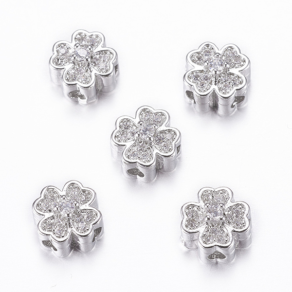 Perles De Placage En Laiton Avec Zircone Cubique De Micro Pave