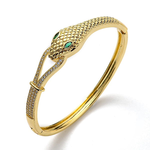 

PandaHall Green Cubic Zirconia Snake Hinged Bangle, Brass Jewelry for Women, Cadmium Free & Lead Free, Real 18K Gold Plated, Inner Diameter...