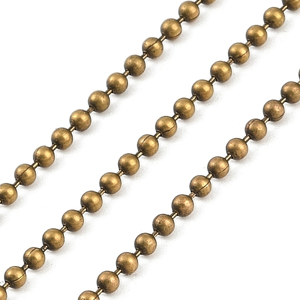

PandaHall Rack Plating Iron Ball Chains, Antique Bronze, 2mm, 100yard/roll Iron