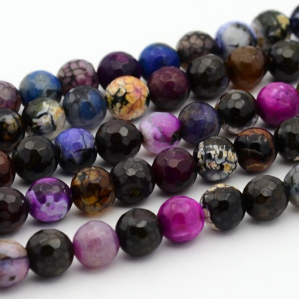 

PandaHall Natural Agate Round Bead Strands, Faceted, Dyed, Black, 8mm, Hole: 1mm, about 49pcs/strand, 15.7 inch Natural Agate Round Black