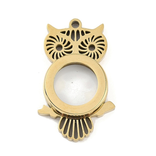

PandaHall Ion Plating(IP) 304 Stainless Stee Locket Pendants, with Glass, Owl Charm, Real 18K Gold Plated, 38.5x23.5x6mm, Hole: 2.2mm 304...