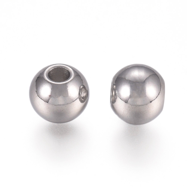 

PandaHall 316 Surgical Stainless Steel Beads, Round, Stainless Steel Color, 6x5mm, Hole: 2mm 316 Surgical Stainless Steel Round