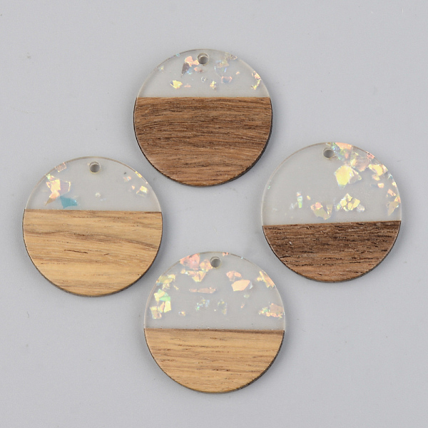

PandaHall Transparent Resin & Walnut Wood Pendants, with Paillette/Sequin, Flat Round, Clear, 28x3mm, Hole: 2mm Resin+Wood Flat Round Clear