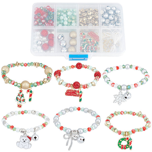 

PandaHall SUNNYCLUE DIY Christmas Bracelet Making Kit, Including Rondelle & Oval & Strawberry CCB Plastic & Polymer Clay Rhinestone & Glass...
