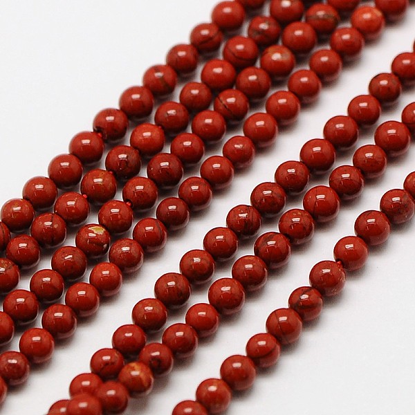 

PandaHall Natural Red Jasper Round Bead Strands, 3mm, Hole: 0.8mm, about 126pcs/strand, 16 inch Red Jasper Round