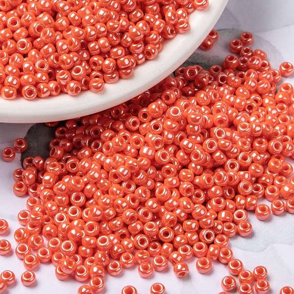 

PandaHall MIYUKI Round Rocailles Beads, Japanese Seed Beads, (RR424) Opaque Orange Luster, 8/0, 3mm, Hole: 1mm, about 422~455pcs/bottle...