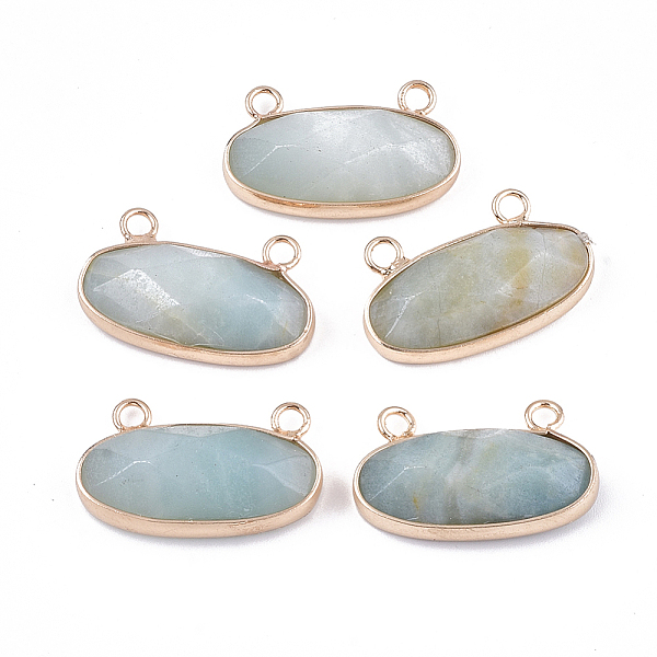 

PandaHall Natural Amazonite Pendants, with Brass Findings, Faceted, Oval, Golden, 14x24.5~25x5.5~6mm, Hole: 2.5mm Amazonite Oval