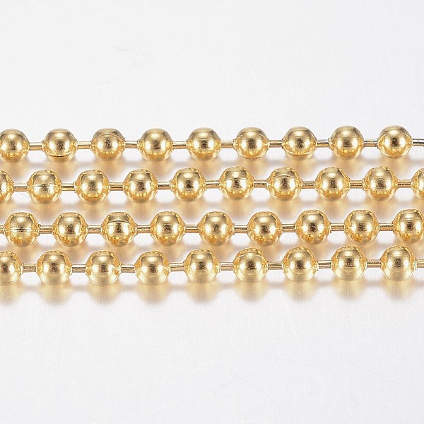 

PandaHall Handmade Ion Plating(IP) 304 Stainless Steel Ball Chains, with Spool, Golden, 2.5mm, about 10m/roll(10.936yards/roll) 304...