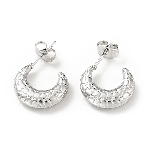 

PandaHall 304 Stainless Steel Crescent Moon Stud Earrings, Half Hoop Earrings for Women, Stainless Steel Color, 15x20.5x4mm, Pin: 0.8mm 304...
